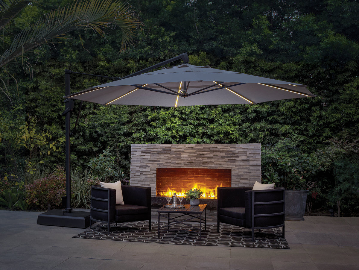 flexx solar patio umbrella AKZP 13' Octagon Starlux – Stay Put Umbrellas