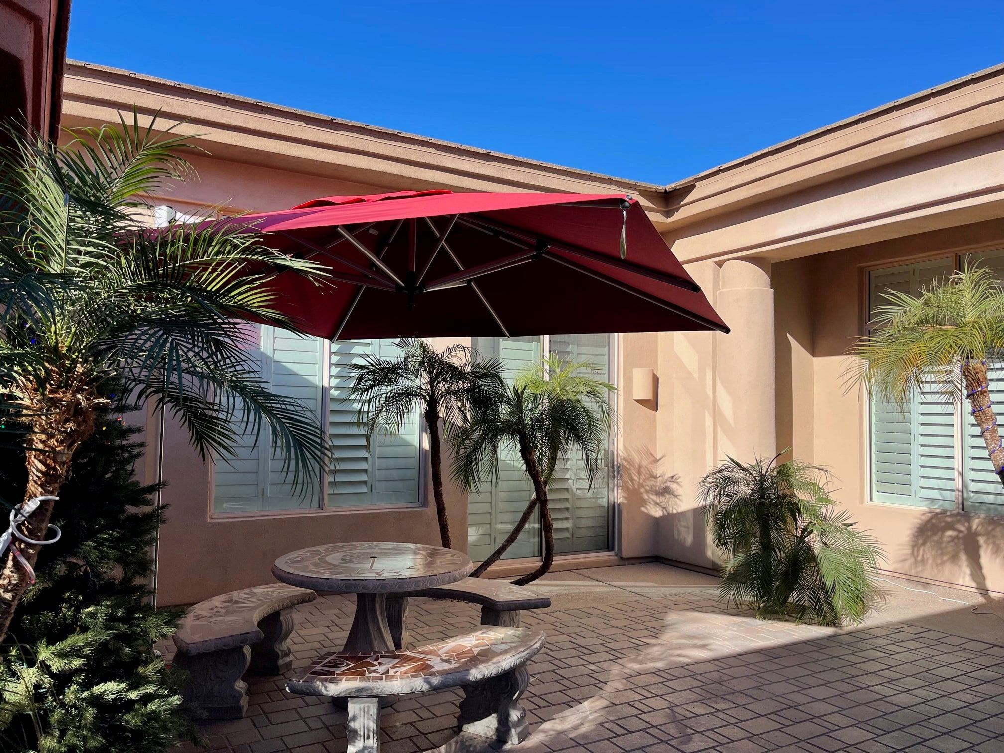 dot patio cantilever umbrella SOLARIS 30S Cantilever Umbrella – Stay Put Umbrellas