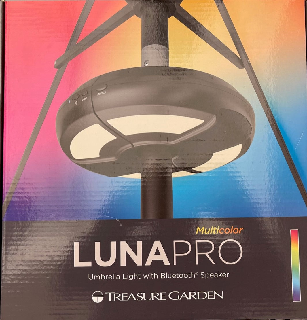 bluetooth music and solar led patio umbrella Luna Pro Umbrella Speaker / Light – Stay Put Umbrellas